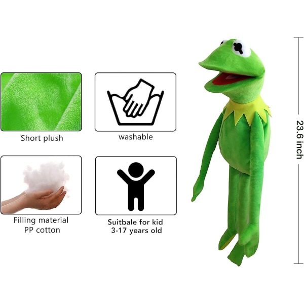 Kermit Frø Hånddukke, Frø Plys, The Muppets Show, Blød Frø Dukke Egnet til Rollespil -Grøn, 24 Tommer 24 Inches