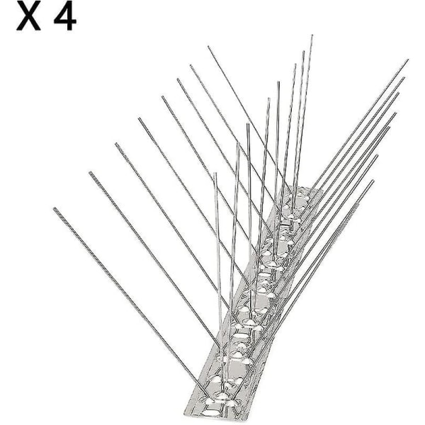 4 stk rustfrie fuglespikes i rustfritt stål, fuglespikes, anti-duespisser, fugleskremselspiker, for balkongtak og vinduer, 33 cm