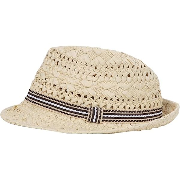 Lasten olkihattu Panama Fedora Hat Child Vintage Olki Trilby Hat Beathble Hollow Out Aurinkolippalakki Kesä Ulkona Pakattava Ranta 2-8-vuotiaille pojille ja tytöille