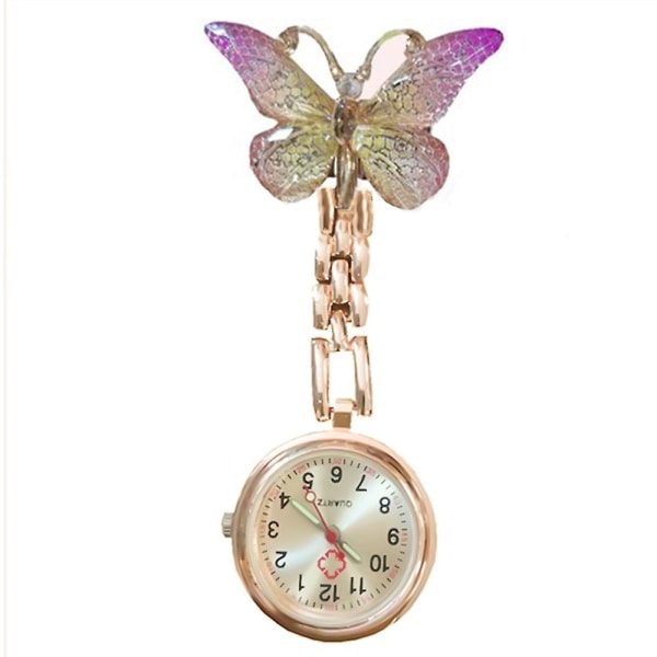 1 st Fjärilsformad watch Mode Clip-on Fob Brosch Hänge Hängande kvarts watch för läkare Dropshiping