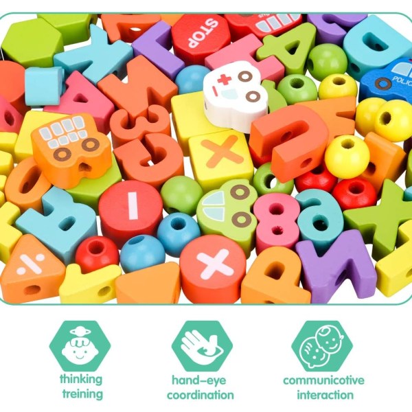 Sheirying Montessori-leker Pedagogisk spill for barn Perfekt gave til barn Inneholder 42 eller 75 treperler