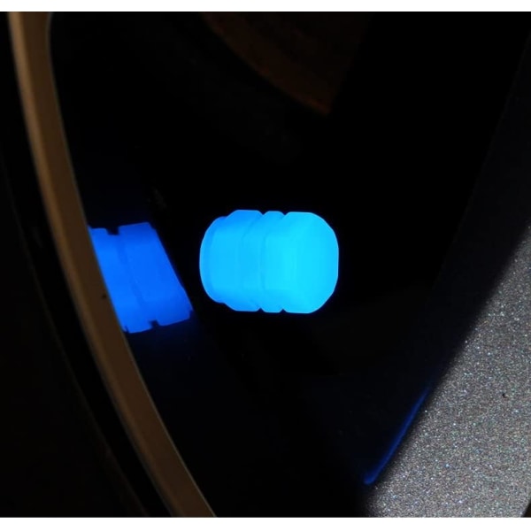 8st cover Auto Universal däckmarkör självlysande ventilkåpor Stamkåpor Däckventilkåpor lyser i mörker för bilmotorcykelcykel (blå)