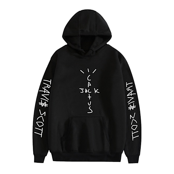 Travis Scott Unisex hættetrøje til drenge og piger, pullover hættetrøje til mænd og kvinder, sort, L-størrelse