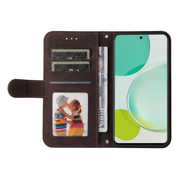 Plånboksfodral i präglat läder med stativ till Huawei Nova 11i / Maimang 20 / Enjoy 60 Pro Brown