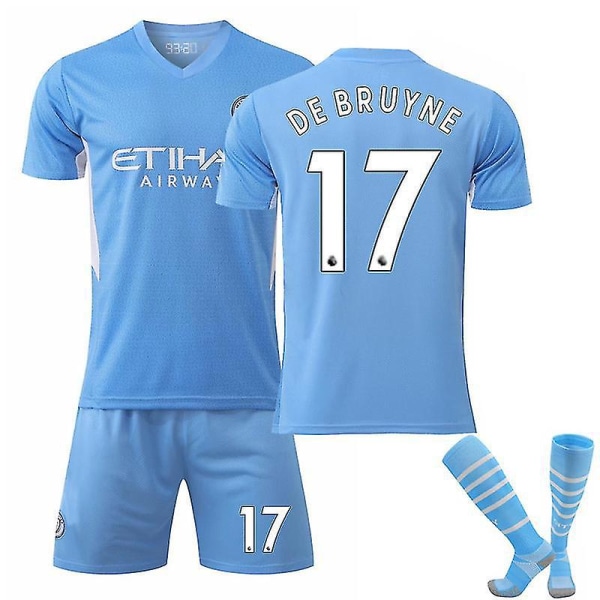 Børnsæson Manchester City Hjem De Bruyne Børn Voksne Fodbold Fodboldtrøje Træningstrøjedragt#ldfs016