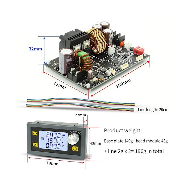 900W DC CNC Antihypertensiv Boost Converter 6-70V Justerbar Strömförsörjning Ingång Konstant Spänning S