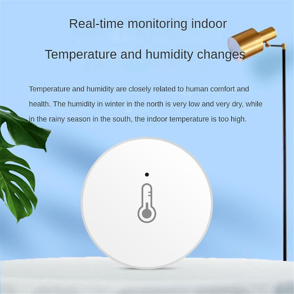 Tuya Smart Home ZigBee Temperatursensor og fuktighetssensor Innendørs termometermonitor Fungerer for Alexa Smart Life White