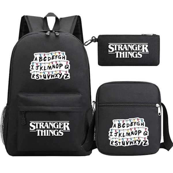 Stranger Things Ryggsäck 3-delars Set Student Skolväska Canvasväska 2 2