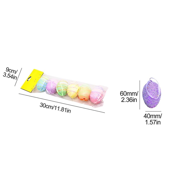 6pcs Easter Egg Decoration Diy Painted Pattern Simulation Egg Decoration Easter Party Decoration B