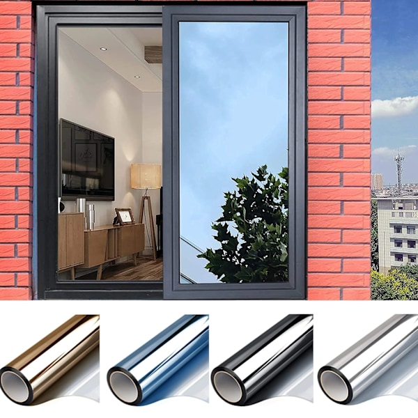 Envejs Spejl Vindue Film Privatliv Vindue Film Solbeskyttelse Glas Dekal - Perfekt Brun-sølv Brown-silver 50x200 cm