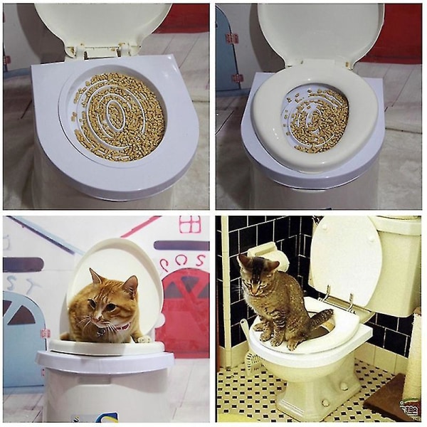 Kattetoaletttreningssett Rensesystem Kitty Kjæledyr Potte Urinal Strø