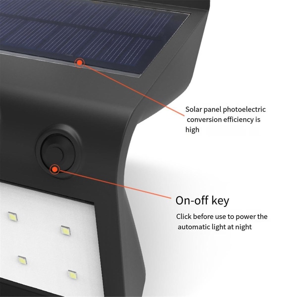 Aurinkovalo Liiketunnistin Seinävalo Aurinkovalaisin Ulkokäyttöön Vedenpitävä Aurinko 32led Katuvalo Puutarhakoriste Black