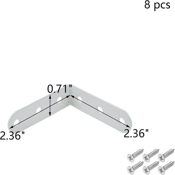 8 pcs Right Angle Corner Brace,2.36 Inch Length L Shape Bracket White Right Angle Bracket L Corner Bracket with Screws