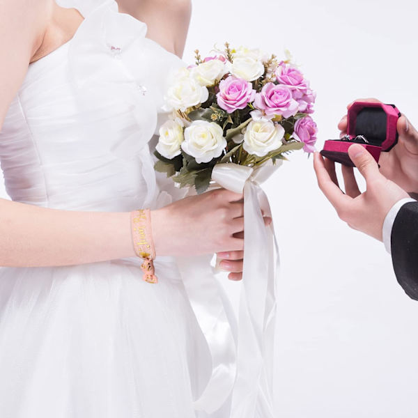 1 Valkoinen Morsiamen Rannekoru + 10kpl Ruusukultaa Team Bride Rannekoru, Polttarit Asusteet(Ruusukulta)