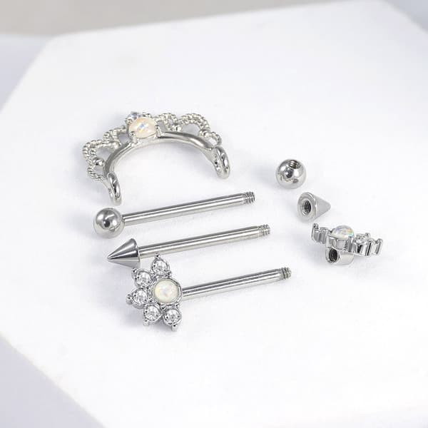 Rustfrit stål zircon ring klo stål negle piercing smykker