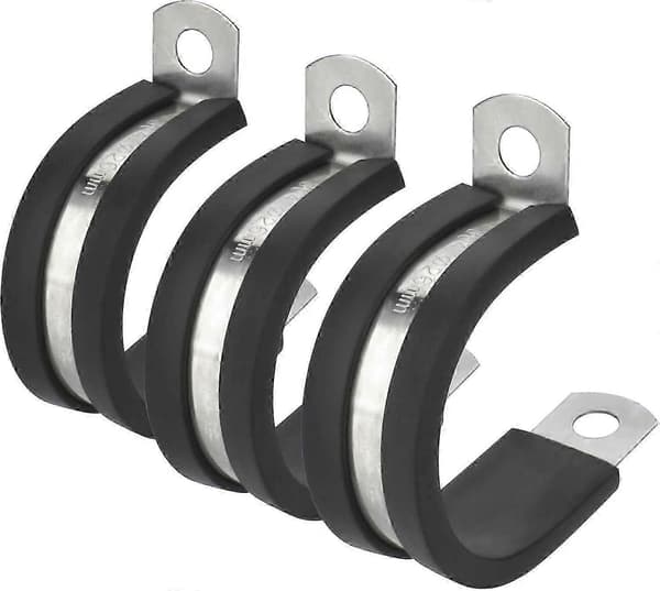 12-pak 26 mm diameter gummipolstret kabelklemme i rustfrit stål til rør