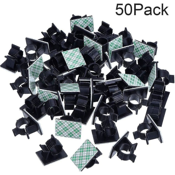 Adjustable Adhesive Cable Clips Nylon Cable Tie Wire Holder, Black, 50 Pack