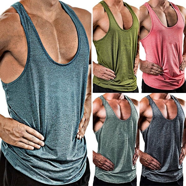 Ermeløs Sommer Gym Sports Tank Top Treningsvest for Menn, Militærgrønn Army Green XL