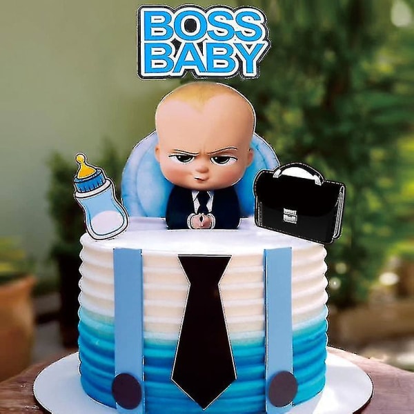 Uusi sarjakuva pomo onnellinen syntymäpäivä kakun päällinen söpö vauva poika cupcake toppers vauva suihku pojat lapset syntymäpäiväjuhlat kakun koristeet 2