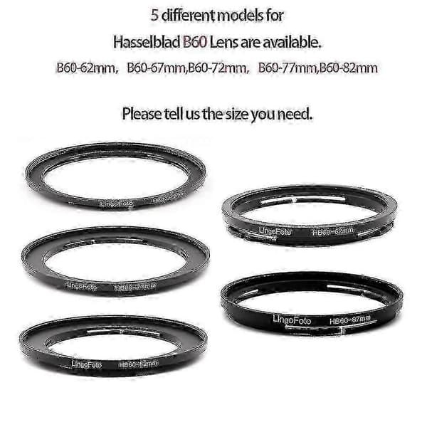Hasselblad B60 Metal Filter Adapter Ring Til 62/ 67/ 72/ 77/ 82mm Filter Til Hasselblad B60 Bajonetfatning 82mm