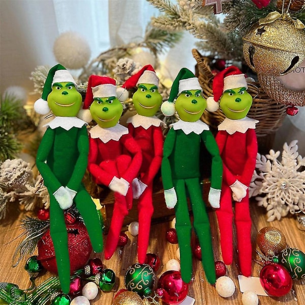 33cm Christmas The Grinch plysjdukke tegneserieleke juledekor pynt Barnegave Green