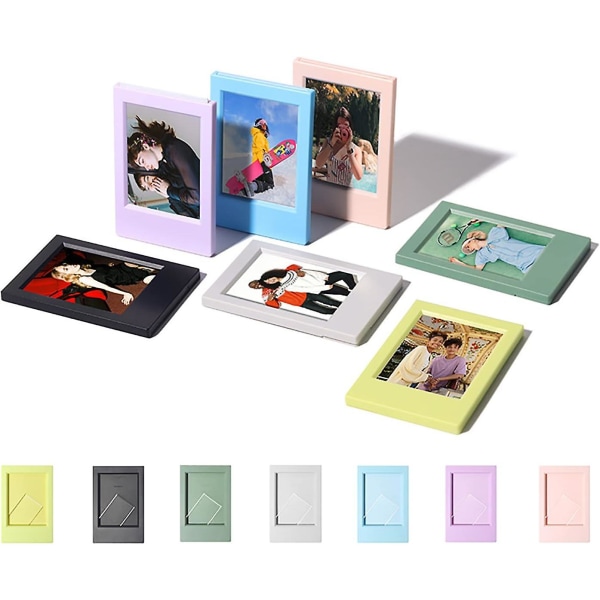 (7 Pak) 3 Tommer Mini Polaroid Foto Ramme - Foto Ramme Sæt Til Polaroid Og Instax Mini Evo/12/11/9/8/7+ Film - Foto Ramme Til Bordpynt