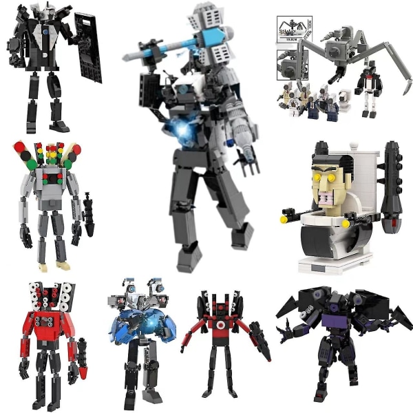 Skibidi Toalettleksak Byggkloss Titans Kamera Man Högtalare Tv Man Titans Kameraman Boss Set Plastleksaker Figur Statyett A6