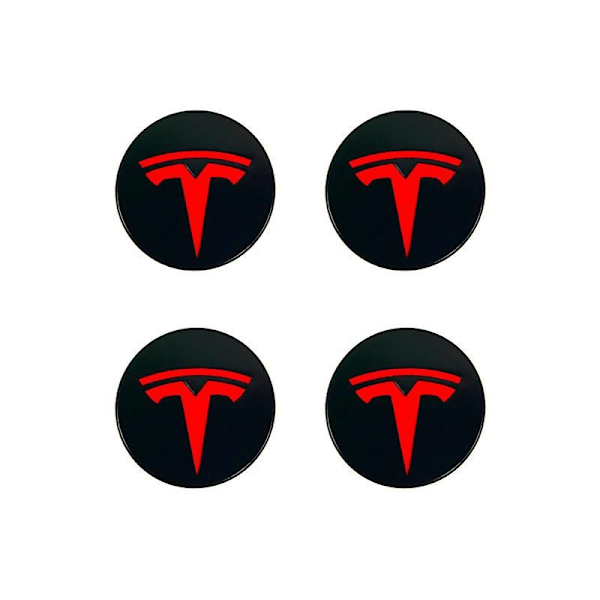 Sopii Teslalle Tesla Model 3 Vannekeskuskorkin Logo - Musta Hopea Logo (neljän pakkaus)