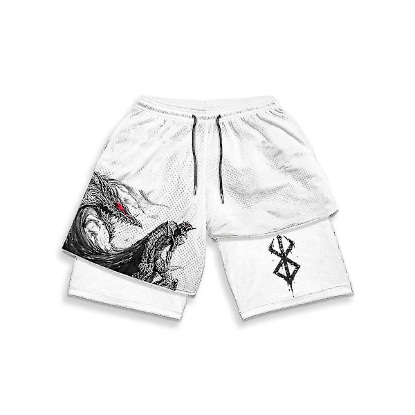 Anime-kuntoshortsit miehille ja naisille Berserk Manga 3D-printti 2 in 1 Performance -shortsit treeniin kesällä nopeasti kuivuvat kompressioshortsit 14 5XL