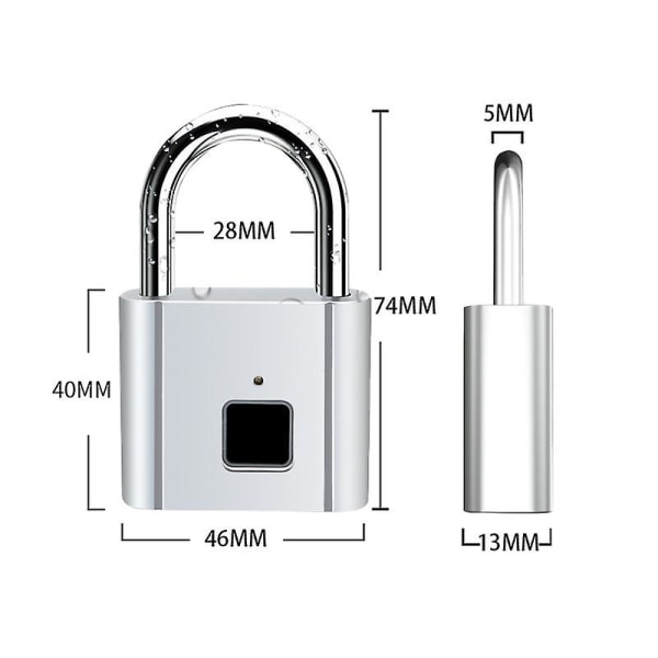 Sormenjälkiriippulukko Pikalukko Avaimeton USB Ladattava Ovi USB Avaimeton Sormenjälkilukko Matkatavaroille