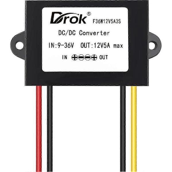 DC-DC Stabilisator, 9V-36V til 12V Boost Buck Converter 5A 60W Vanntett Auto Step
