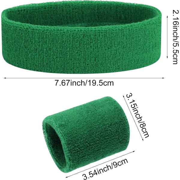 Sport Pannband Set Randigt Pannband Armband för män Dam Fitness Löptillbehör (grön)