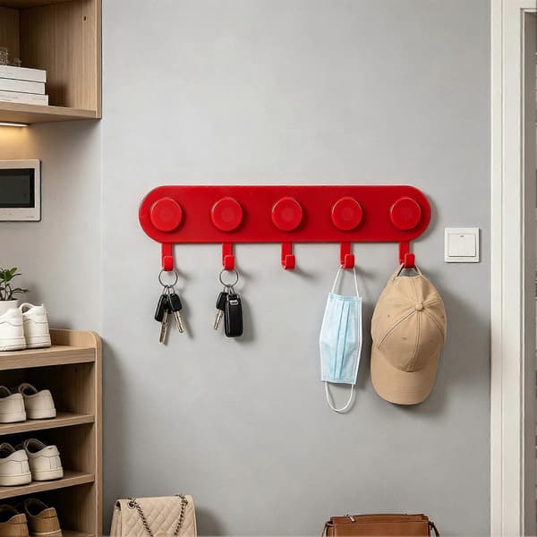 Magnetisk dørkrok for leilighet, hybel og kontorbruk Red