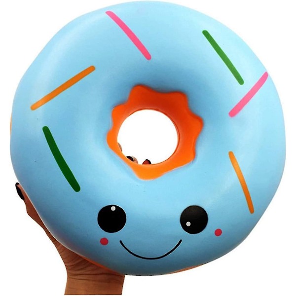 10 tum Stor Långsamt Stigande Squishy Leksaker, Jätte Donut Jumbo Långsamt Stigande Doftande Super Mjuk Pressa Squishy Mat Leksaker Stressavlastning Presentkollektion (blå