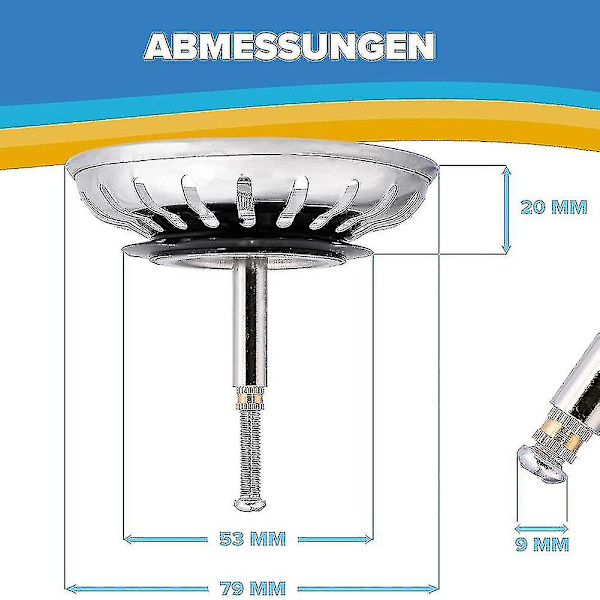 79/82 mm til udskiftning af Blanco Justerbar køkkenvask afløbssi Rustfri rustfri stål vask si med prop Fction
