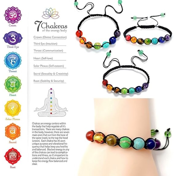 Stein Yoga Balanserende Reiki Healing Lykke Charm Armbånd Diffuser Armbånd