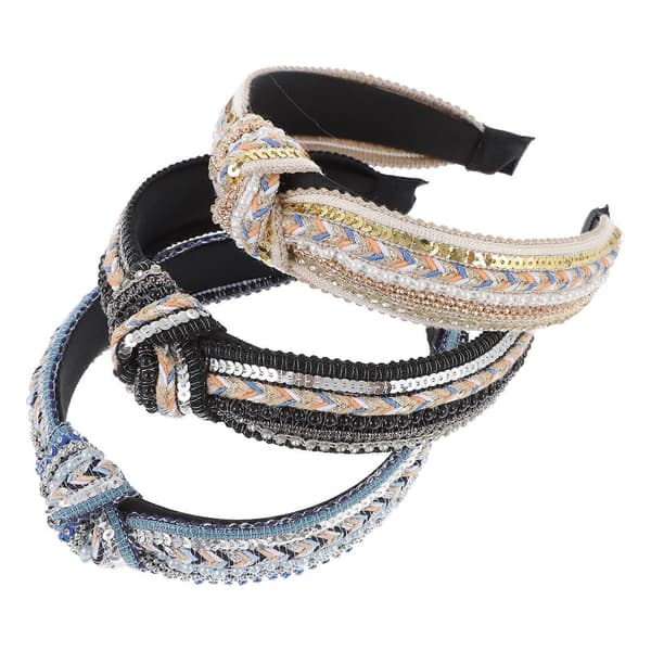 Knutede hårbånd for kvinner 3 stk Rhinestones Perle Hårbånd