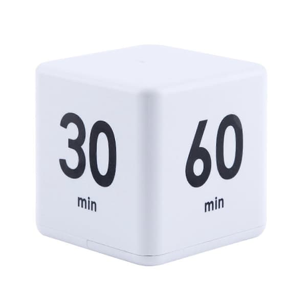 Terningtimer 15/20/30/60 minutter nedtællingsrotationstimer til opgaver, arbejde, studie, køkken, lydløs alarm White A