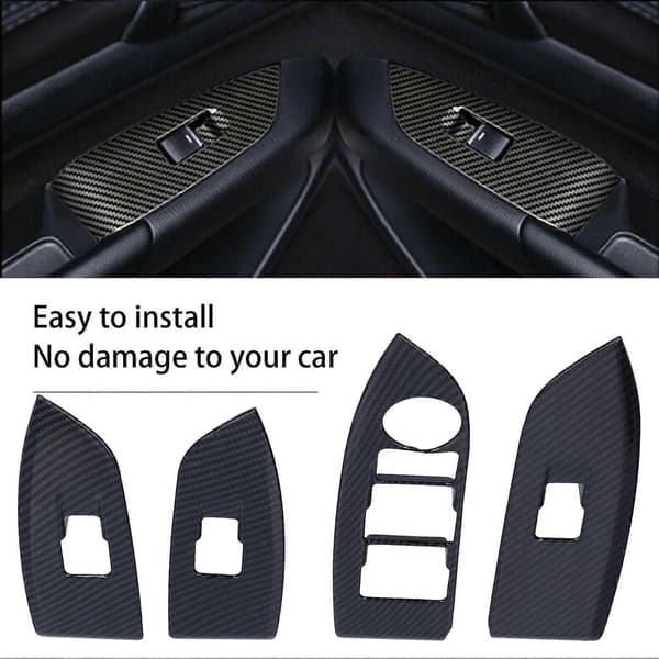 4 STK Vindusbryterpaneldeksel Karbonfibererstatning for Mazda CX‑3 CX3 2016‑2021