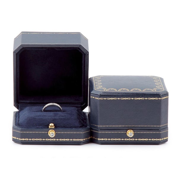 Luksus Ring Box Vintage Design Smykker Vis Organizer Perfekt Engasjement Prop Valentine Bryllupsgaver Navy blue