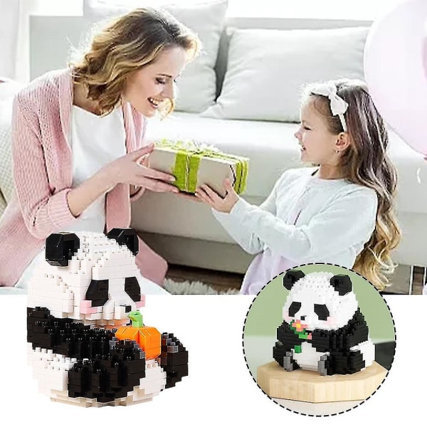 Söt tecknad set - Panda byggklossar pedagogisk leksak för barn Flower