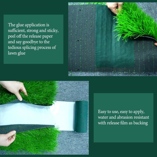 Kunstgresstape, selvklebende 15cm x 10m Syntetisk gressskjøtebånd for sammenføyning Feste grønt plenteppe (grønt)