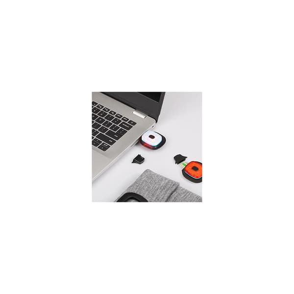 Lue med LED-lys foran og bak, USB-oppladbar hodelykt