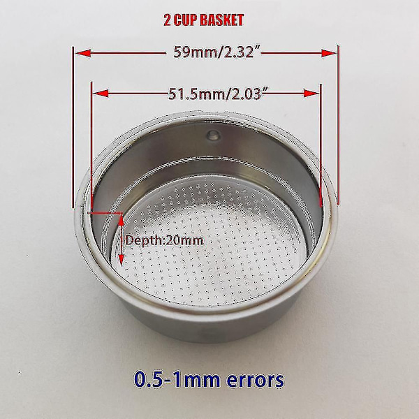 51 mm:n pohjaton kahvin uudelleenkäytettävä suodatin Portafilter Homix-pidikkeelle 60 mm 15-20 baaria espressolle Silver  Black