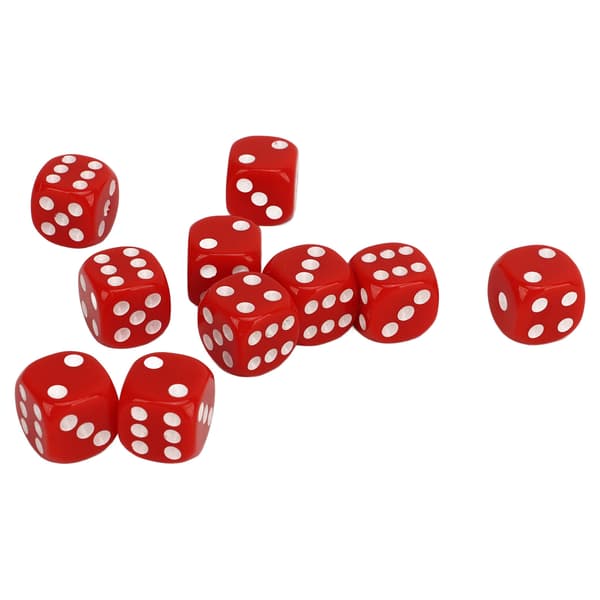 30 Pcs Dice Set 6-Sided Round Corner White Number Dots Plastic Portable Game Dice for Board Games Math Teaching Red