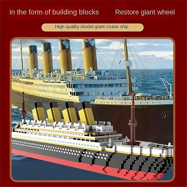 Byggeklods samlelegetøj Titanic Giant Dreng Pige Puslespil Krydstogtskib Model1878 Stk 607 pcs