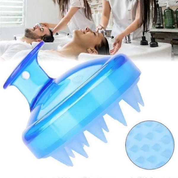 Hovedmassager hårbørste shampoo hovedbundsmassager med bløde silikonebørster hovedbundsskrubber blå -RAI