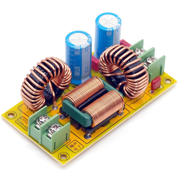 20A DC LC-filter EMI elektromagnetisk interferensfilter Emc Fcc høyfrekvent strømfiltrering for 12V 24V 48V bil Yellow