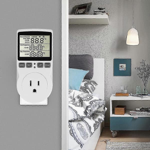 Digital temperaturregulator stikkontakt EU-stik termostat med timer switch sensor sonde varme køleversion