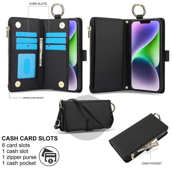 Crossbody Plånbok Läderfodral För iPhone 11 Pro Max / 11 Pro / iPhone 11 Black For iPhone 11